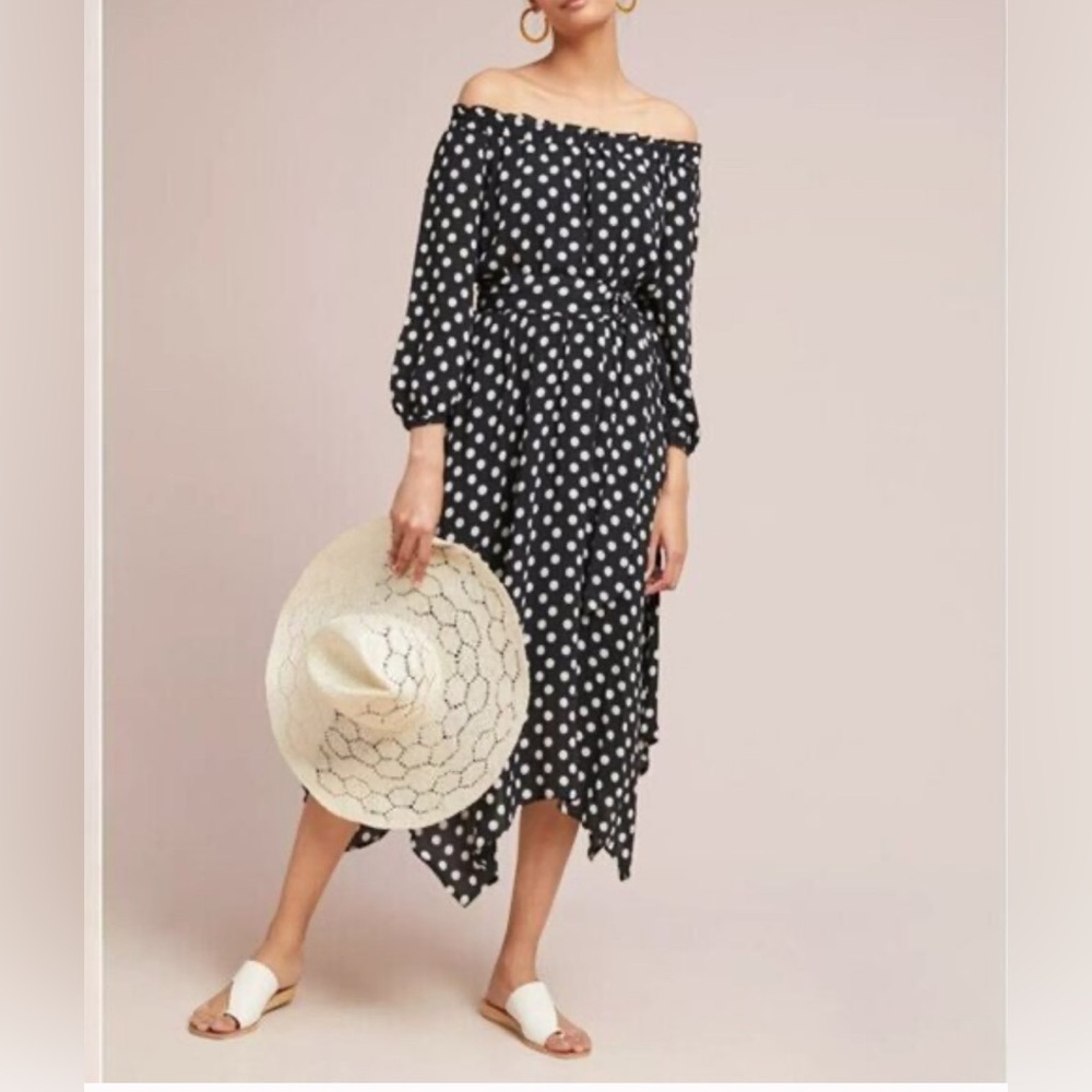 Maeve Black and White Polka Dot Dress Size 4